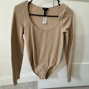 Forever 21 Beige Long Sleeve Bodysuit